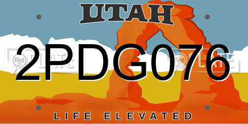 2PDG076 Utah License Plate