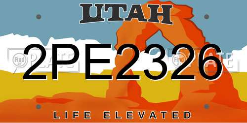 2PE2326 Utah License Plate