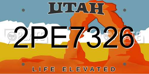 2PE7326 Utah License Plate