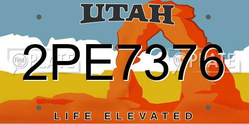 2PE7376 Utah License Plate