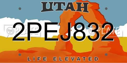 2PEJ832 Utah License Plate