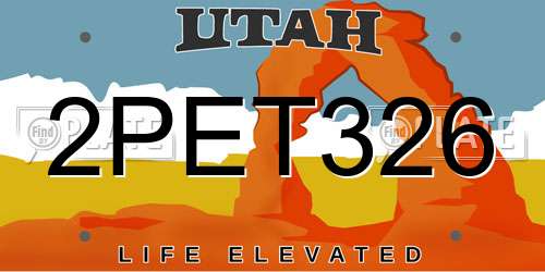 2PET326 Utah License Plate