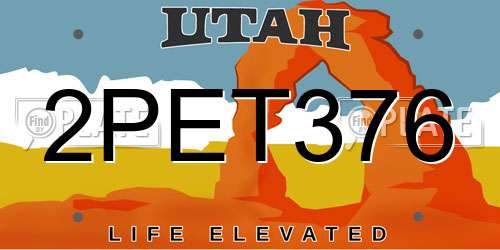 2PET376 Utah License Plate