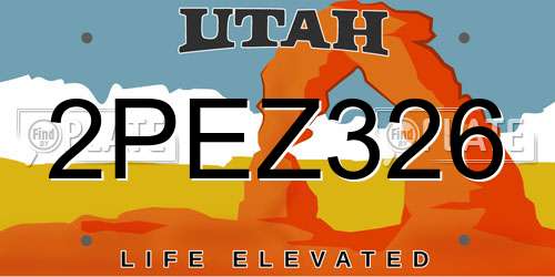 2PEZ326 Utah License Plate