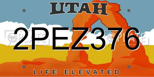 2PEZ376 Utah License Plate