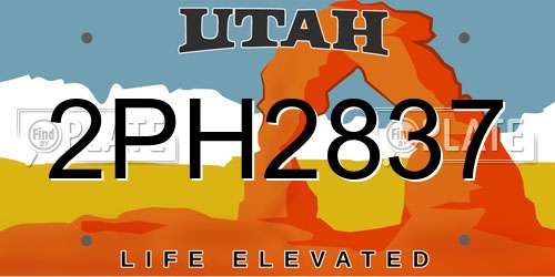 2PH2837 Utah License Plate