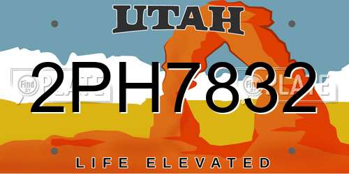 2PH7832 Utah License Plate