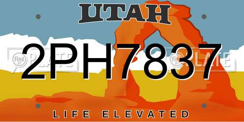 2PH7837 Utah License Plate
