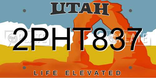 2PHT837 Utah License Plate