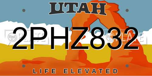 2PHZ832 Utah License Plate