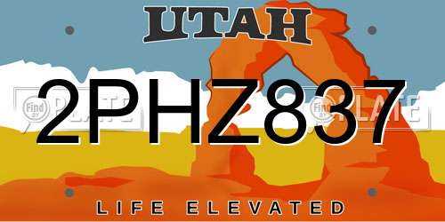 2PHZ837 Utah License Plate