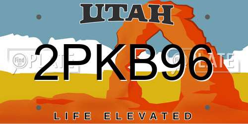 2PKB96 Utah License Plate