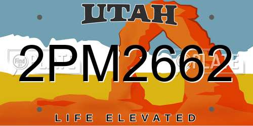 2PM2662 Utah License Plate