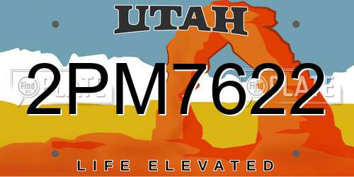2PM7622 Utah License Plate