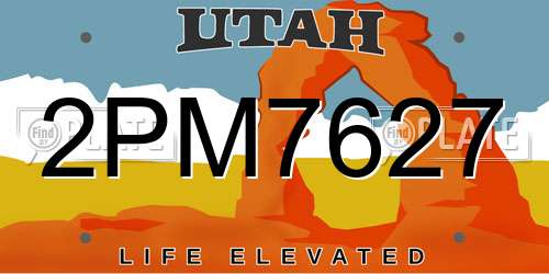 2PM7627 Utah License Plate