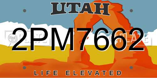 2PM7662 Utah License Plate