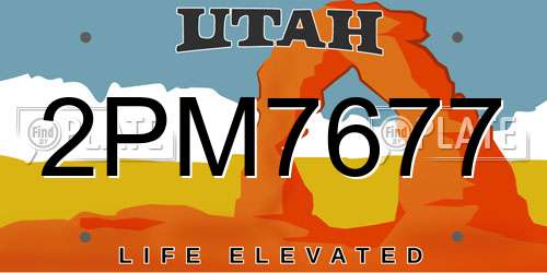 2PM7677 Utah License Plate