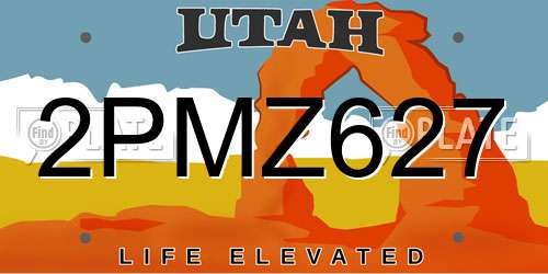 2PMZ627 Utah License Plate