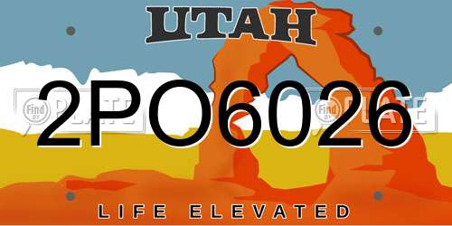 2PO6026 Utah License Plate