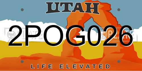 2POG026 Utah License Plate