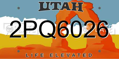 2PQ6026 Utah License Plate