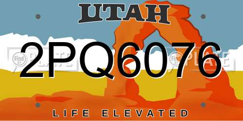 2PQ6076 Utah License Plate