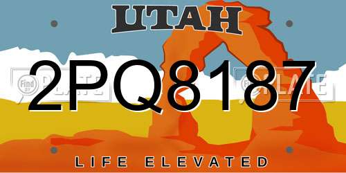 2PQ8187 Utah License Plate