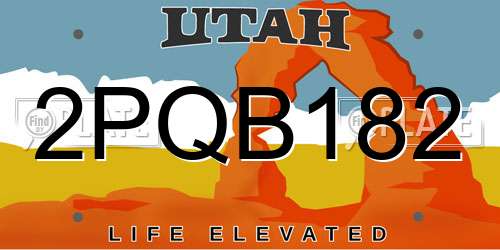 2PQB182 Utah License Plate