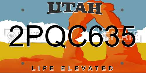2PQC635 Utah License Plate