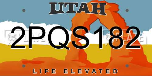 2PQS182 Utah License Plate