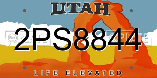 2PS8844 Utah License Plate