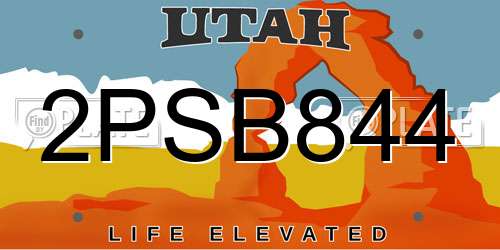 2PSB844 Utah License Plate