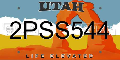 2PSS544 Utah License Plate
