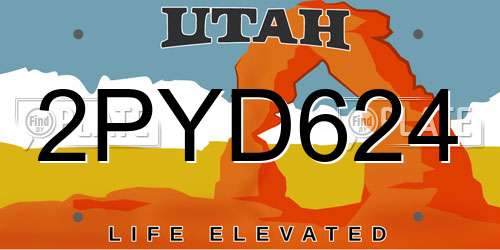 2PYD624 Utah License Plate