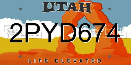 2PYD674 Utah License Plate