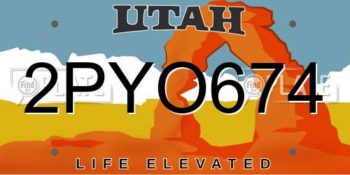 2PYO674 Utah License Plate