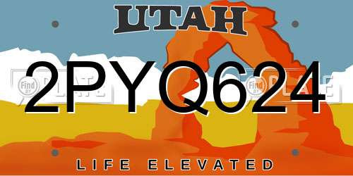 2PYQ624 Utah License Plate
