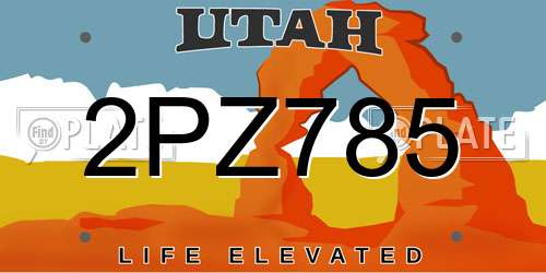 2PZ785 Utah License Plate