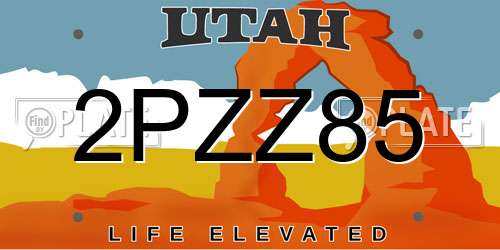 2PZZ85 Utah License Plate