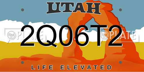 2Q06T2 Utah License Plate