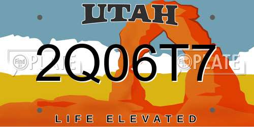 2Q06T7 Utah License Plate