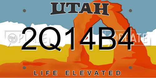 2Q14B4 Utah License Plate