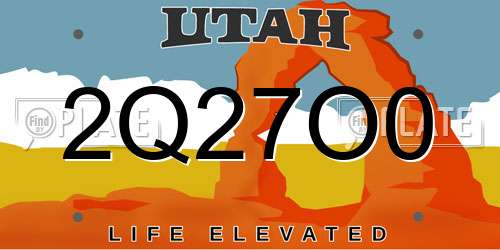 2Q27O0 Utah License Plate