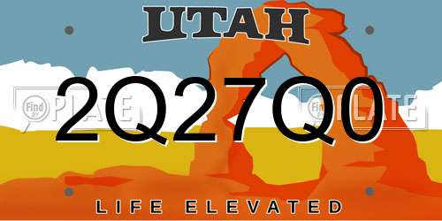 2Q27Q0 Utah License Plate