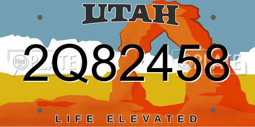 2Q82458 Utah License Plate