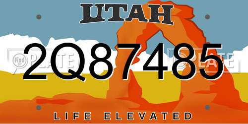 2Q87485 Utah License Plate