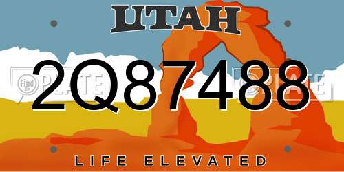 2Q87488 Utah License Plate