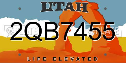 2QB7455 Utah License Plate