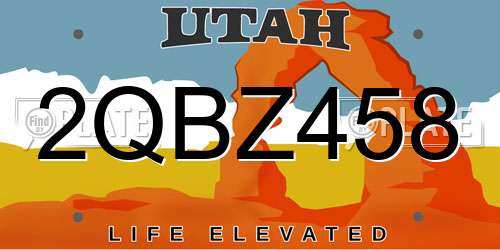 2QBZ458 Utah License Plate