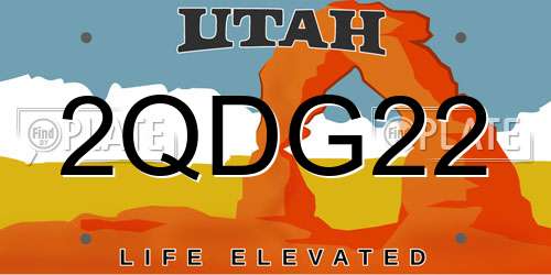 2QDG22 Utah License Plate
